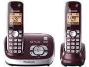 Panasonic KX TG6572R DECT 6.0 Digital Cordless Phone with Answering System 2 Handset 60 Channel Red Wine
