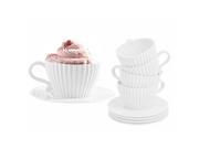 4 Piece Silicone Cupcake Teacup Set with Saucers