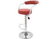 Set of 4 Zool Contemporary Adjustable Faux Leather Barstool Cherry Red