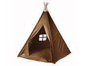 Modern Home Children s Canvas Tepee Set with Travel Case Brown Window