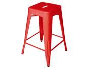 Set of 4 Ajax 24 Contemporary Steel Tolix Style Barstool Red