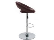 Set of 4 Rho Leather Contemporary Adjustable Barstool Coffee Brown