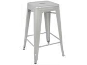 Set of 2 Ajax 24 Contemporary Steel Tolix Style Barstool Matte Silver