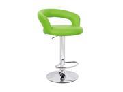 Halo Leather Contemporary Adjustable Barstool Lime