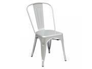 Cassandra Contemporary Steel Stackable Tolix Style Dining Chair Matte Silver
