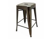 Set of 4 Ajax 24 Contemporary Steel Tolix Style Barstool Distressed Copper