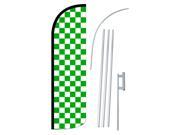 CHECKERED GREEN WHITE SPD SWOOPER 38 X138 WITH POLE AND SPIKE