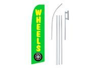 WHEELS YELLOW GREEN 30 x 138 SWOOPER FLAGWITH POLE AND SPIKE
