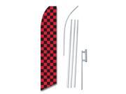 BLACK RED CHECK 30 X 138 SWOOPER FLAGWITH POLE AND SPIKE