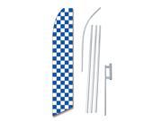 BLUE WHITE CHECK 30 X 138 SWOOPER FLAGWITH POLE AND SPIKE