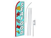 SEAFOOD BL W 38 x 138 SWOOPER FLAGWITH POLE AND SPIKE