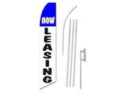 NOW LEASING BLU WHT BLK 30 x 138 WITH POLE AND SPIKE