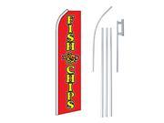FISH AND CHIPS RED YELLOW 30 x 138 SWOOPER FLAGWITH POLE AND SPIKE