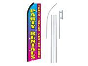 PARTY RENTALS PINK YELLOW 30 X 138 SWOOPERWITH POLE AND SPIKE