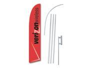 VERIZON RED BLK DLX 30 X 138 SWOOPER FLAGWITH POLE AND SPIKE
