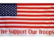 WE SUPPORT OUR TROOPS USA 3X5 POLY FLAG
