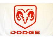 DODGE RAM WHITE RED FLAG 3X5 POLYESTER