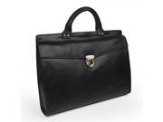 Strongrr Leather Laptop Briefcase Bag Designed to Carry 11 inch Laptops or Tablets Tote Handbag Black w Blue Stitching