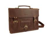 Strongrr Genuine Leather Laptop Messenger Bag for 15 inch Laptop Business Briefcase Reddish Brown