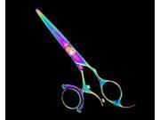 Kashi CB 522CR Cobalt Swivel Thumb 5.5 Rainbow Hair Cutting Shears Scissors
