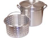 King Kooker KK100R Heavy Duty Aluminum Rimmed Boiling Pot w Basket 100 Quart