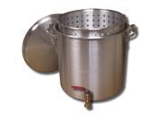 King Kooker KK160V Heavy Duty Aluminum Boiling Pot w Spigot Basket 160 Quart