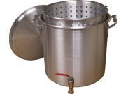 King Kooker KK100V Heavy Duty Aluminum Boiling Pot w Spigot Basket 100 Quart