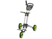 Spin It Golf Easy Fold SILVER Folding Push Cart Bag Caddy w 1 Year Warranty