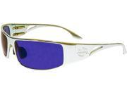 Outlaw Eyewear Fugitive ALUMINUM BLUE CHROME Lens Motorcycle Sunglasses