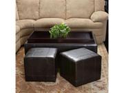 Christopher Knight Andre 3 Piece Leather Ottoman Set Espresso