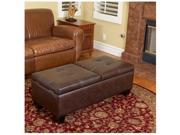 Christopher Knight Home Merrill Double Opening Chocolate Brown Leather Storage Ottoman