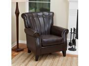 Christopher Knight Home 230235 Clifford Channel Tufted Brown Leather Club Chair