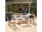 Christopher Knight Home Outdoor Belize 4 piece Wood Chat Set with Cushions