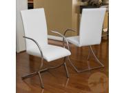 Christopher Knight Home Lydia Off White Leather Chrome Chairs Set of 2