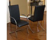 Christopher Knight Home Lydia Black Leather Chrome Chairs Set of 2
