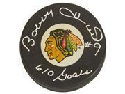 Bobby Hull Signed Blackhawks Logo Hockey Puck w 610 Goals