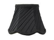 Pleated Scallop Clip on Candlelabra Black Shantung Fabric Lamp Shade 3x5x4