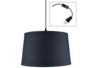 Shallow Drum 1 Light Swag Plug In Pendant Hanging Lamp Textured Slate Blue