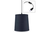 Textured Slate Blue Shantung 1 Light Swag Plug In Pendant Hanging Lamp