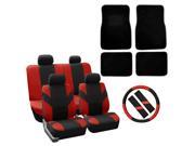 FH Group Road Master Car Seat Covers w. Steering Wheel Cover Floor Mats Red