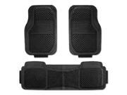 FH Group FH R16443 All Weather Black PVC Rubber Non slip Trimmable Floor Mats 3 pcs