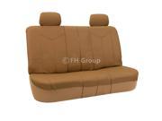 FH Group Rome PU Leather Split Bench Seat Covers w. 2 Headrests Solid Tan