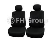 Pair Bucket Fabric Seat Covers w. Detachable Headrest Black