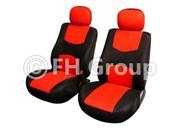 Pair Bucket Fabric Seat Covers w. Detachable Headrest Red Black