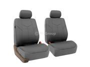 FH Group FH PU009102 Rome Leather Pair Bucket Seat Covers Airbag Ready Gray