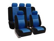 Fishnet Stitching Seat Covers Airbag Ready Rear Split w. 5 Headrests BLUE