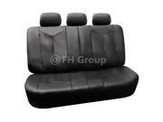 FH Group Rome PU Leather Split Bench Seat Covers w. 3 Headrests Solid Black