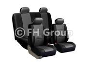 PU Leather Seat Covers W. 4 Headrests Solid Bench Gray Black