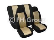 Fabric Fish Net Stitching Seat Covers W. Attached Front Headrest Solid Bench