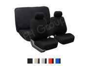 Cloth Seat Covers w. 2 Headrests and Solid Bench Black
